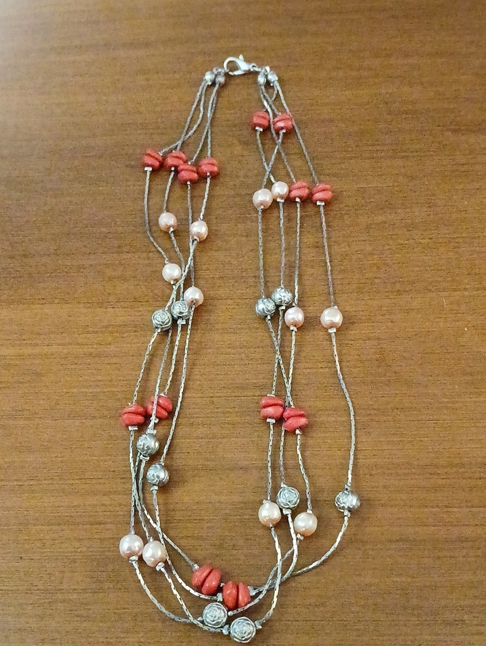 Multi-Strand Coral & Pearl Accent Necklace - Women Jewelry